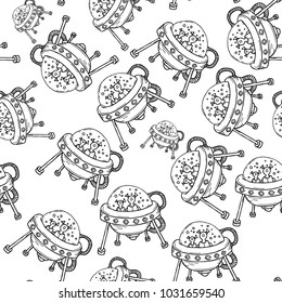 Cosmic seamless pattern. Vector illustration isolated on white background.