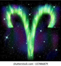 Cosmic signs of zodiac. Aries. Vector illustration set