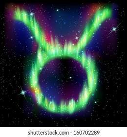Cosmic signs of zodiac. Taurus. Vector illustration set