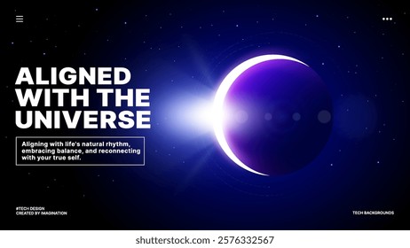 Cosmic Harmony–Futuristic Space Design with Glowing Eclipse for Technology, Science, and Spiritual Concepts vector design