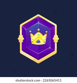 Espacio Cósmico Galaxia Insignia De Icono De Gema En La Frontera Dorada Y Púrpura Corona Con Estrellas Cuto Fantasía Diseño De Vector Colorido