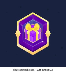Espacio Cósmico Galaxia Icono De Gema En Borde Dorado Y Púrpura Regalo Con Estrellas Cuto Fantasía Diseño Vector Colorido