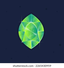 Cosmic Space Galaxy Gem Icon Green Oval With Stars Cute Fantasy Colorful Vector Design