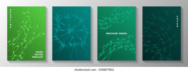 Cosmic space idea abstract vector covers. flexible curve lines rete backdrops. Vibrant banner vector templates. Radiology cover pages graphic design set.