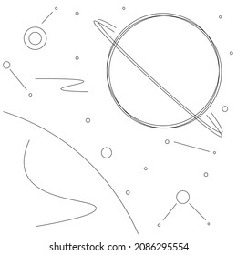 Cosmic Space Landschaftslinie Zeichnung, Vektorgrafik