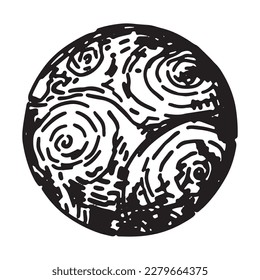 Cosmic space object doodle. Outline drawing of planet. Astronomy science sketch. Hand drawn vector illustration isolated on white..