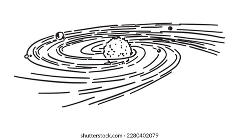 Cosmic space object doodle. Outline drawing of galactic. Astronomy science abstract sketch. Hand drawn vector illustration isolated on white..