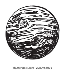 Doodle de objetos espaciales cósmicos. Dibujo de esquema del planeta. Esbozo de ciencia astronómica. Ilustración vectorial dibujada a mano aislada en blanco.