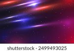 Cosmic space travel effect, neon light speed. Colorful abstract universe background. Colorful cosmos with stardust and milky way. Magic color galaxy. Infinite universe and starry night. Science Vector