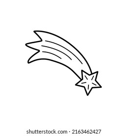 Ein kosmischer Stern fliegt oder fällt im All. Vektordoodgrafik