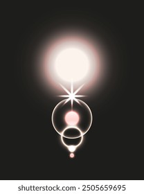 Cosmic star with Neon effect light isolated black background. Highlight template for motion design. EPS 10