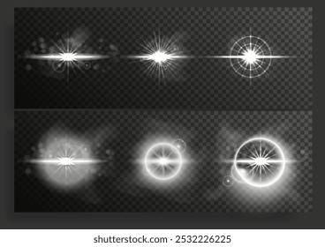Kosmische Starburst Licht Overlay Vector Geïsoleerde Set 