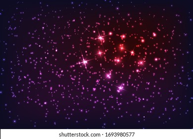 Cosmic stars background. Cosmic galaxy Background with Stardust and bright shining stars. Vector illustration for your design
