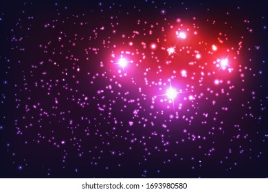 Cosmic stars background. Cosmic galaxy Background with Stardust and bright shining stars. Vector illustration for your design