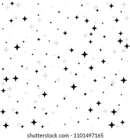 Cosmic stars confetti. Christmas background. Vector illustration. Stardust border background. Holiday party decor