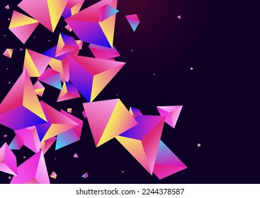 Cosmic Stone Vector Dark Violet Background. Unicorn Graphic Shapes Poster. Digital Abstract Shards Design. Magical Polyhedron Trendy Banner.
