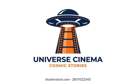 Cosmic stories emblem featuring UFO and film imagery.