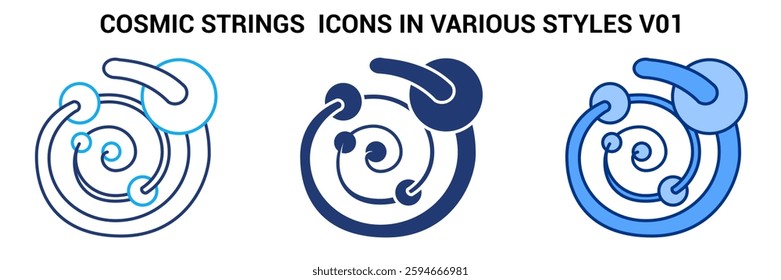 Cosmic Strings icon represented by Cosmic Strings symbol Blue, Dualline, Dualtone style.