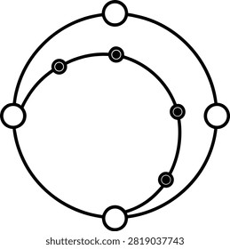 Cosmic system, planetary orbits, celestial bodies, astronomy, futuristic, abstract art, science, space exploration.