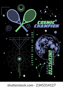 cosmic tennis graphic for t shirt