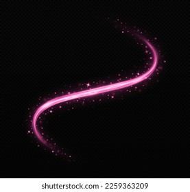 Cosmic trail with light effect. Magic sparkle wave. Luminous lines.