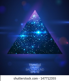 Cosmic triangle shape background with flares - vector illustration