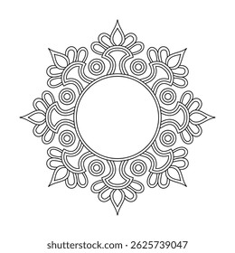 Cosmic Tribal Flow Mandala for Coloring Book Page