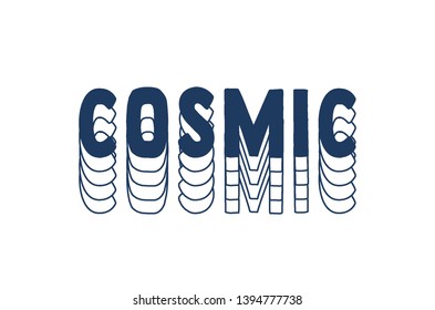 cosmic typography print with navy colour