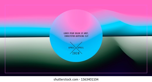 Cosmic vaporwave/ synthwave/ retrowave vector background with 3d sphere. Minimal music poster template, science event cover.