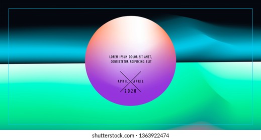 Cosmic vaporwave/ synthwave/ retrowave vector background with 3d sphere. Minimal music poster template, science event cover.