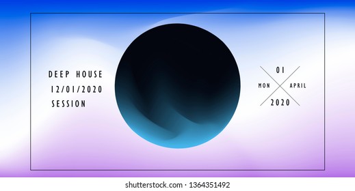 Cosmic vaporwave/ synthwave/ retrowave vector background with 3d sphere. Minimal music poster template, cover for party event.