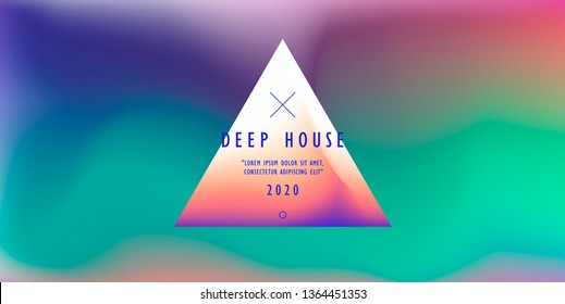 Cosmic vaporwave/ synthwave/ retrowave vector background with triangle. Minimal music poster template, cover.