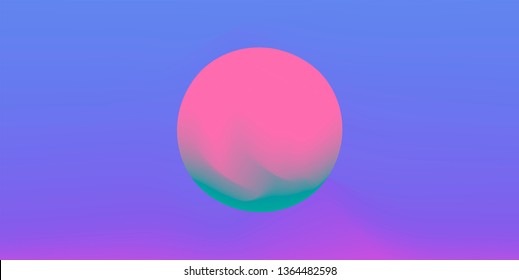 Cosmic vaporwave/ synthwave/ retrowave vector background with 3d sphere. Minimal illustration with surreal sky landscape.