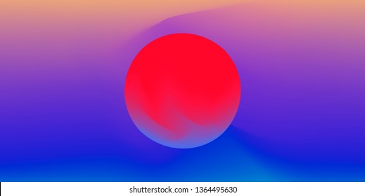 Cosmic vaporwave/ synthwave/ retrowave vector background with 3d sphere. Minimal illustration with surreal sky landscape.