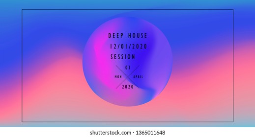 Cosmic vaporwave/ synthwave/ retrowave vector background with 3d sphere. Minimal music poster template, cover for party event.