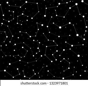 Cosmic vector seamless pattern with stars and constellations in the space