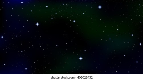 Cosmic vector starry background with constellations and stars in outer space. Night starry sky, Aurora Borealis vector background