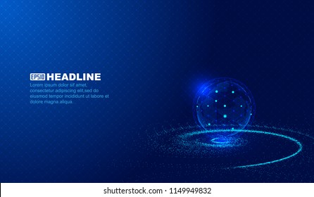 Cosmic vortex, point line connection, digital earth, scientific and technological 
innovation concept vector background