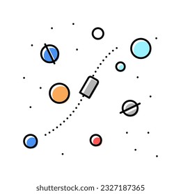 cosmic way between planets color icon vector. cosmic way between planets sign. isolated symbol illustration