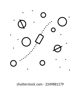 cosmic way between planets line icon vector. cosmic way between planets sign. isolated contour symbol black illustration