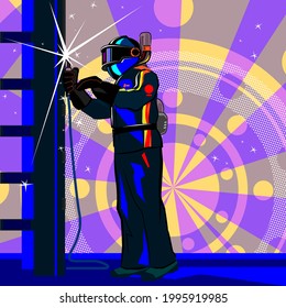 Cosmic Welder - Motivation concept sci-fi styling illustration vector