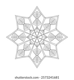 Cosmic wind mandala coloring book page for Kids. Easy Mandala Coloring Book Pages for Adults to Relax, Experiences Give Relief. Resizeable Vector File