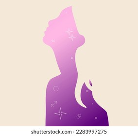 Cosmic woman, beauty concept, universe humanization