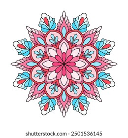 Cosmic zen blossoms colour mandala coloring book page. Easy Mandala Coloring Book Pages for Adults to Relax, Experiences Give Relief. Resizeable Vector File