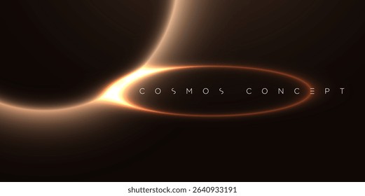 Cosmic-inspired abstract vector background featuring a glowing horizon flare and shadowy sphere on dark backdrop. Perfect for tech branding, sci-fi visuals, digital posters, and luxury design themes.