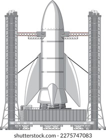Cosmodrome and Rocket Launch Vector illustration