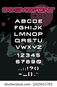 Cosmofont Typeface, Futuristic Font, Digits, Punctuation Marks Set 