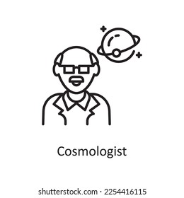 Cosmologist Vector Outline Icon Design illustration. Space Symbol on White background EPS 10 File