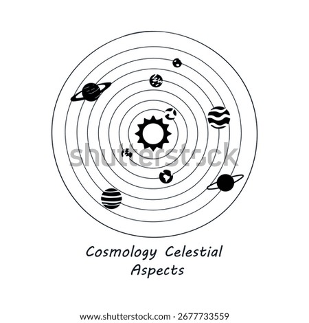 Cosmology Celestial Aspects Hand Drawn Vector Icon | Astronomy, Galaxy, Cosmos, System, Star