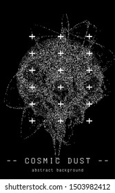 Cosmology futuristic background with chaotic particle dust, cosmic nebula. Conceptual image of evolution of the universe.